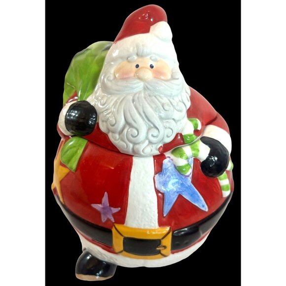 Vtg Santa Claus Cookie Jar kneeling Lrg Rare Christmas Holidays St. Nick - Picture 1 of 12